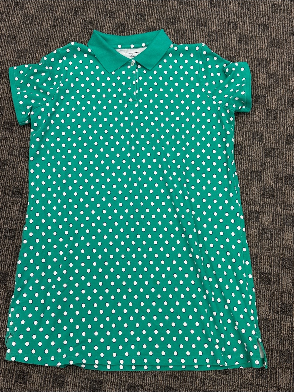 Lands' End Green Polo Dress with White Polka Dots